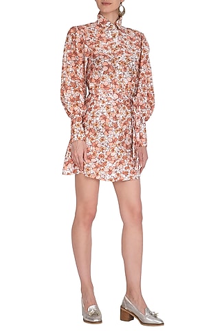 Ivory Printed Mini Dress by Meadow