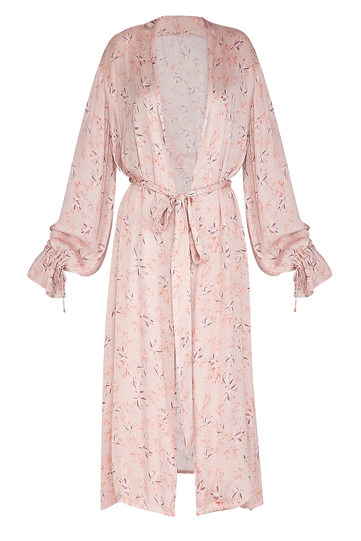 Baby Pink Printed Duster Cape by Meadow