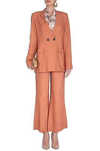 Coral Orange Wide Leg Pants by Meadow