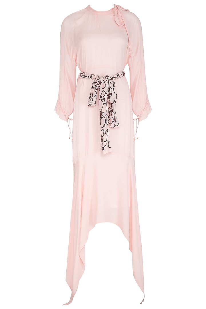 Baby Pink Dress With Printed Belt by Meadow