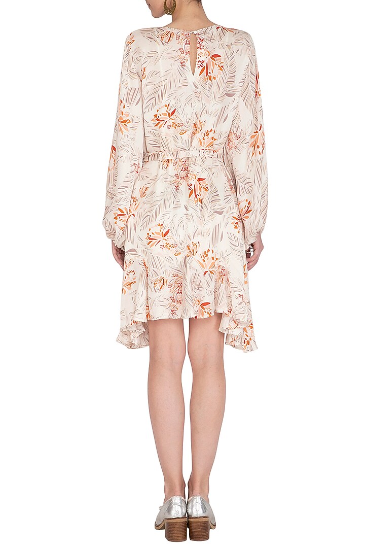 Ivory Printed Summer Dress With Waist Belt by Meadow at Pernia's Pop Up Shop