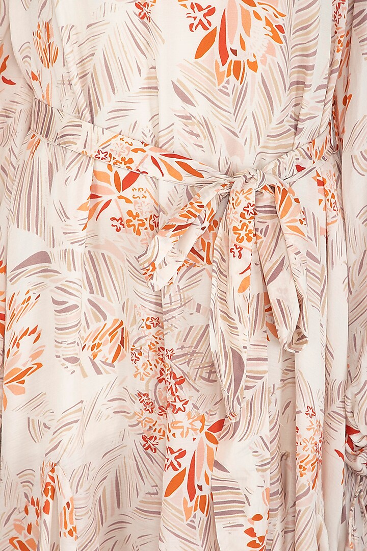 Ivory Printed Summer Dress With Waist Belt by Meadow at Pernia's Pop Up Shop