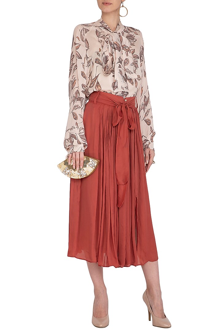 Ruby Wrinkled Silk Skirt by Meadow at Pernia's Pop Up Shop
