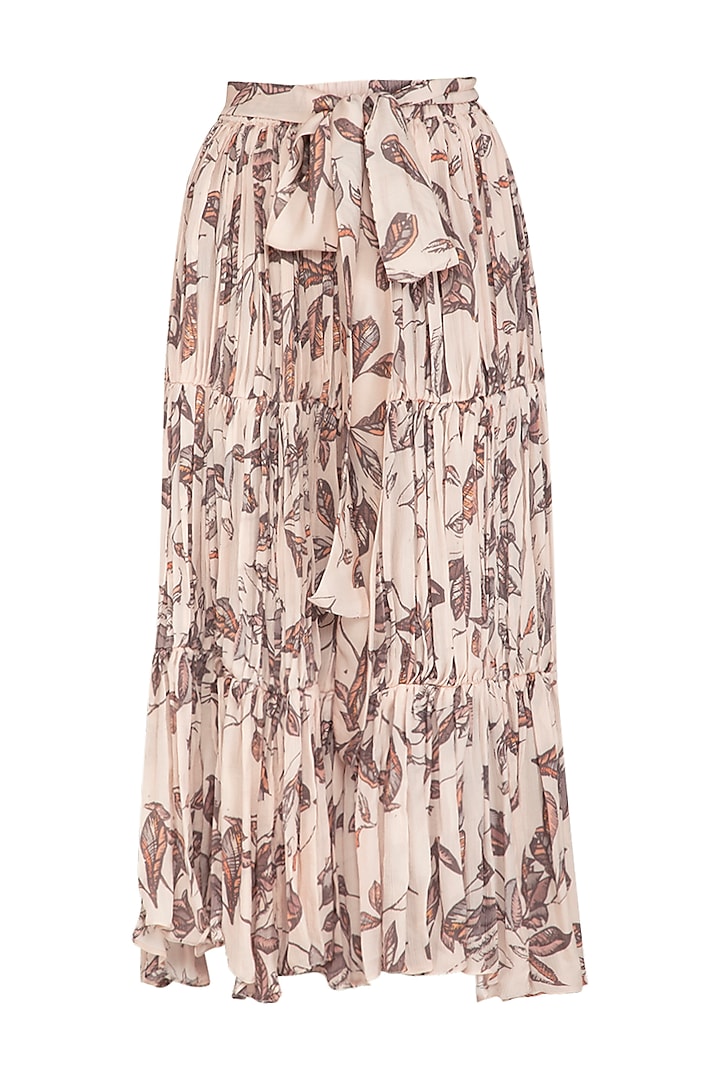 Ivory Printed Gathered Skirt by Meadow