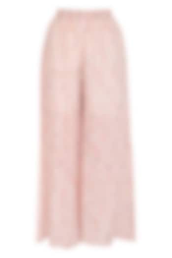 Baby Pink Printed Wide Leg Pants by Meadow