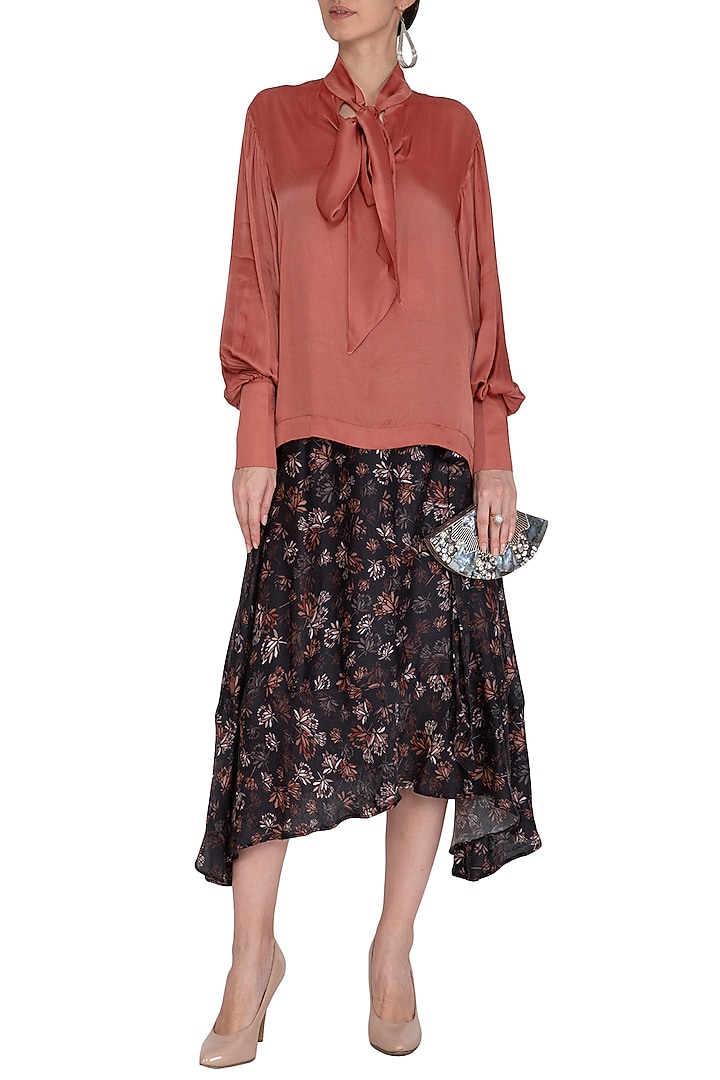 Terracotta Brown Bow-Tie Top by Meadow at Pernia's Pop Up Shop
