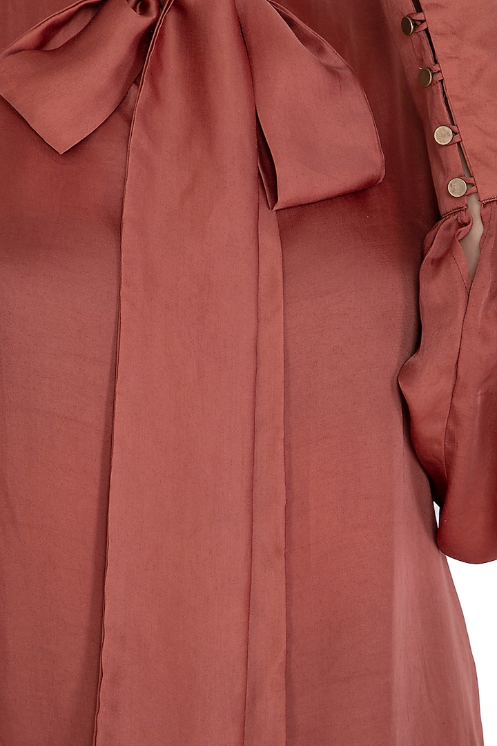 Terracotta Brown Bow-Tie Top by Meadow at Pernia's Pop Up Shop