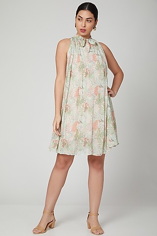Mint Green Floral Embroidered Dress by Meadow