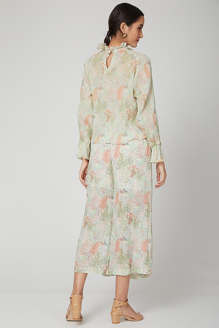 Mint Green Floral Printed Pants by Meadow at Pernia's Pop Up Shop