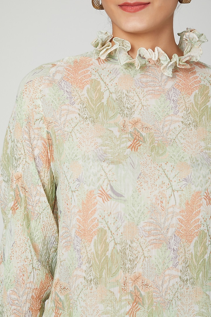 Mint Green Floral Printed Pants by Meadow at Pernia's Pop Up Shop