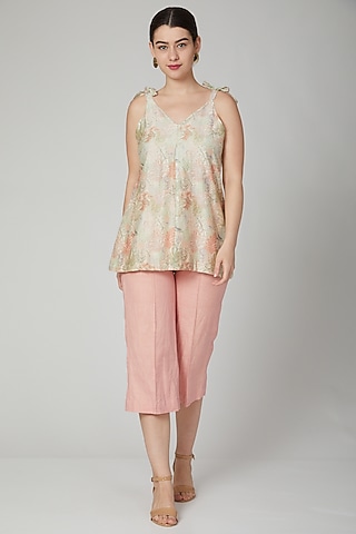 Mint Green Floral Printed Top by Meadow