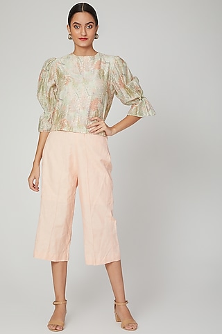 Mint Green Floral Printed Top by Meadow
