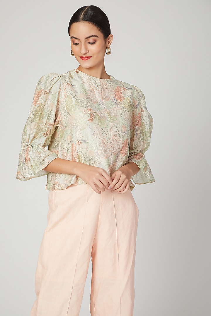 Mint Green Floral Printed Top by Meadow at Pernia's Pop Up Shop