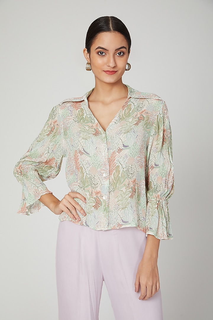 Mint Green Printed Top by Meadow at Pernia's Pop Up Shop