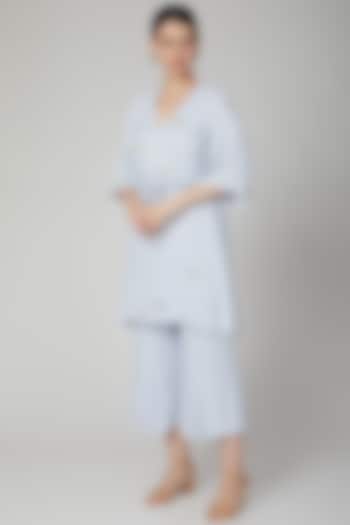 Sky Blue Embroidered Kurta With Pants by Meadow at Pernia's Pop Up Shop