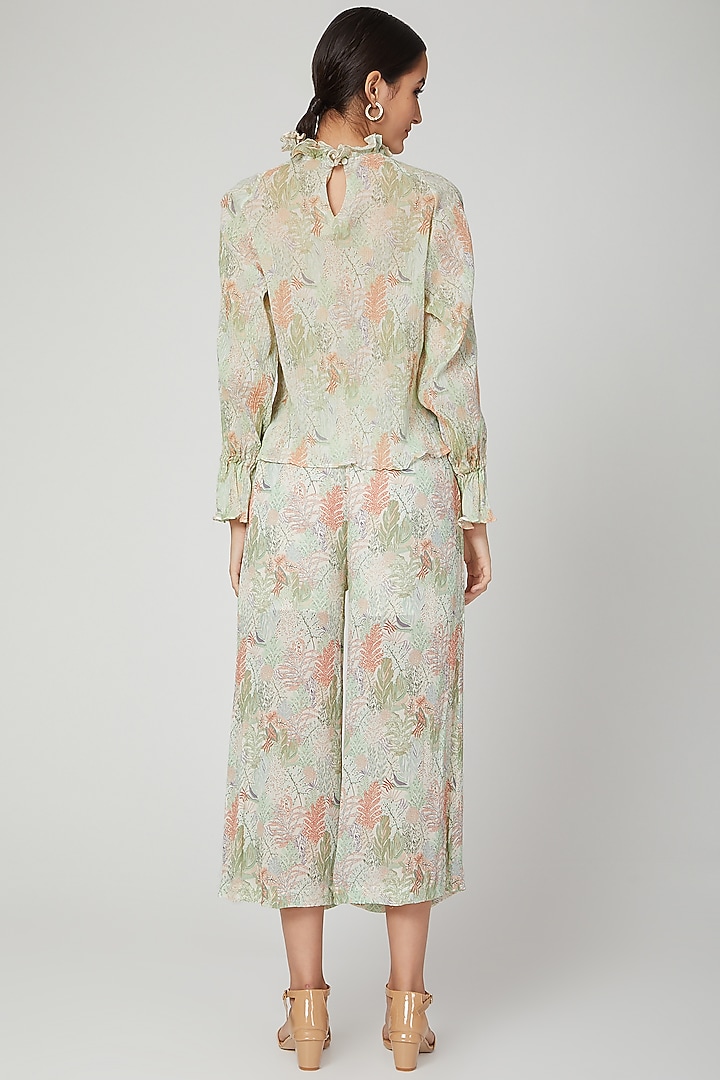 Mint Green Wrinkled Printed Top by Meadow at Pernia's Pop Up Shop