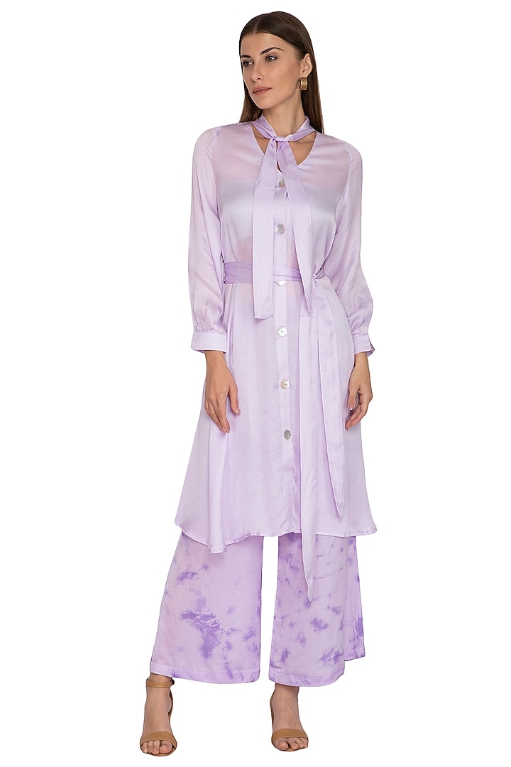Violet Tie-Dye Pants With Tunic, Inner & Belt by Meadow