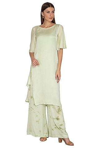 Mint Green Tie-Dye Pants With Tunic & Inner by Meadow