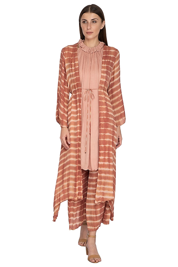 Blush Pink Dyed Jacket With Pants & Tunic by Meadow