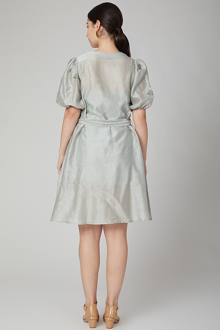 Sage Green Printed & Embroidered Summer Dress by Meadow at Pernia's Pop Up Shop