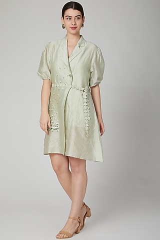 Dandelion Green Embroidered Dress by Meadow