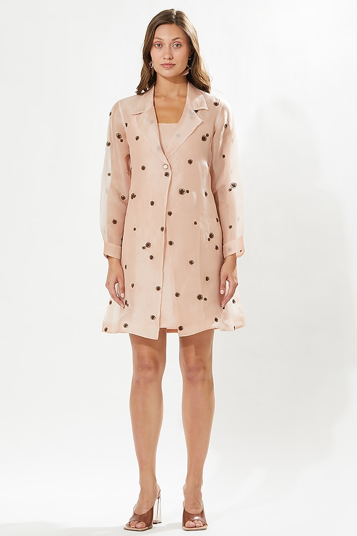 Blush Pink Silk Organza Embroidered Jacket Summer Dress by Meadow at Pernia's Pop Up Shop