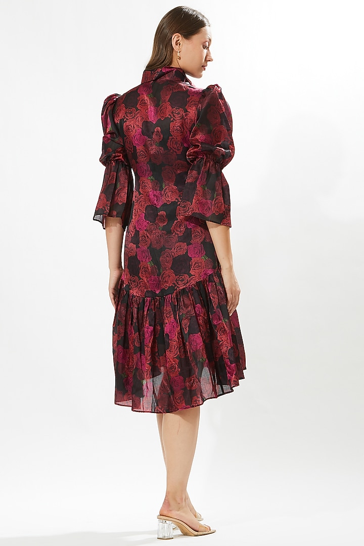Pink Silk Cotton Organza Printed Summer Dress by Meadow at Pernia's Pop Up Shop