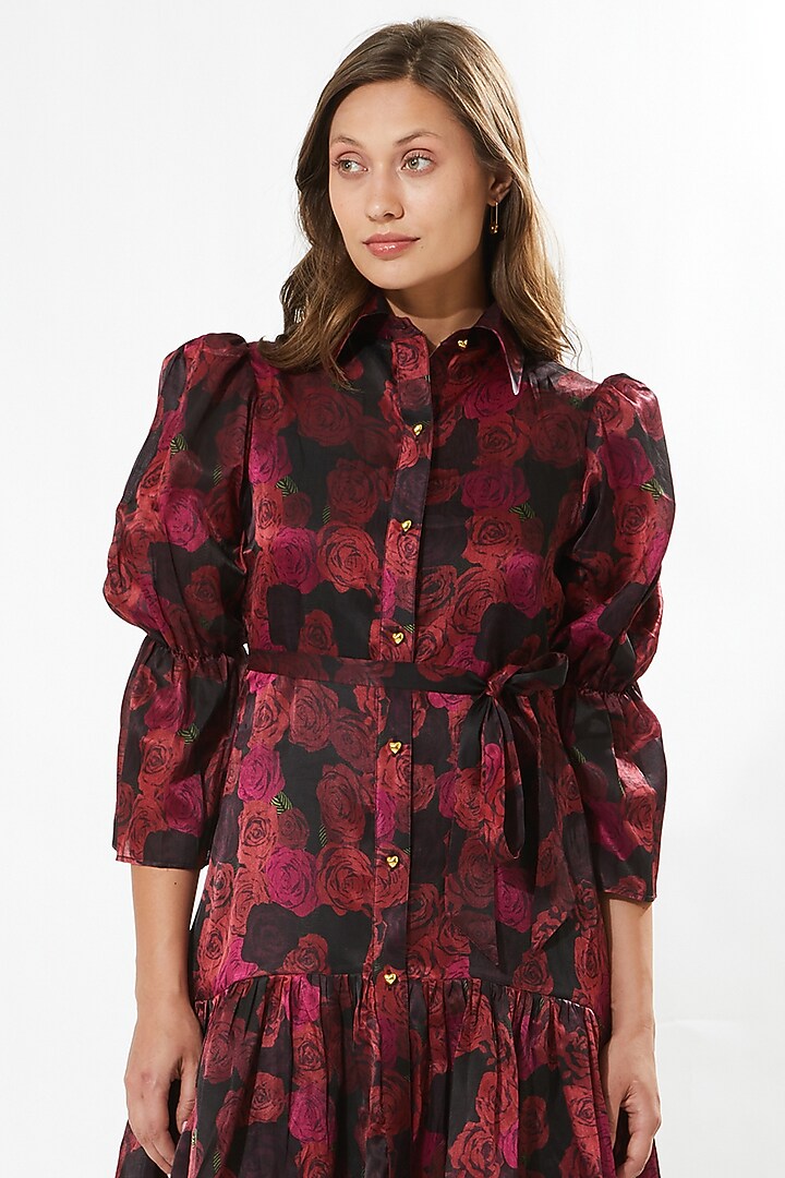 Pink Silk Cotton Organza Printed Summer Dress by Meadow at Pernia's Pop Up Shop