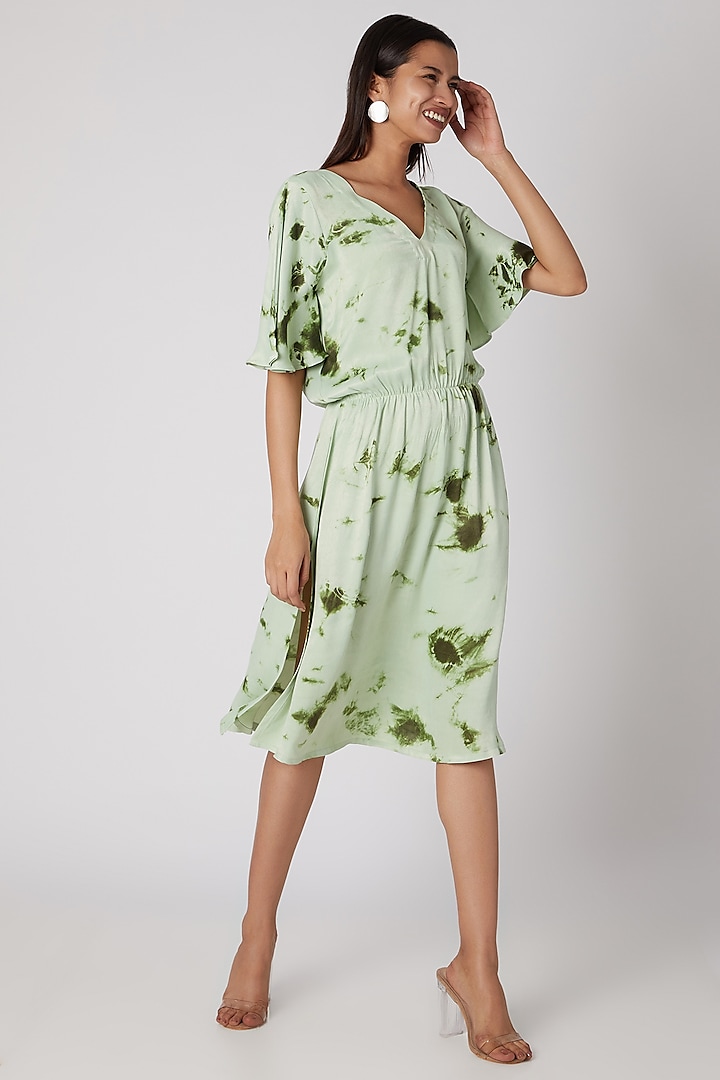 Mint Green Tie-Dye Midi Dress Design by Meadow at Pernia's Pop Up Shop 2023
