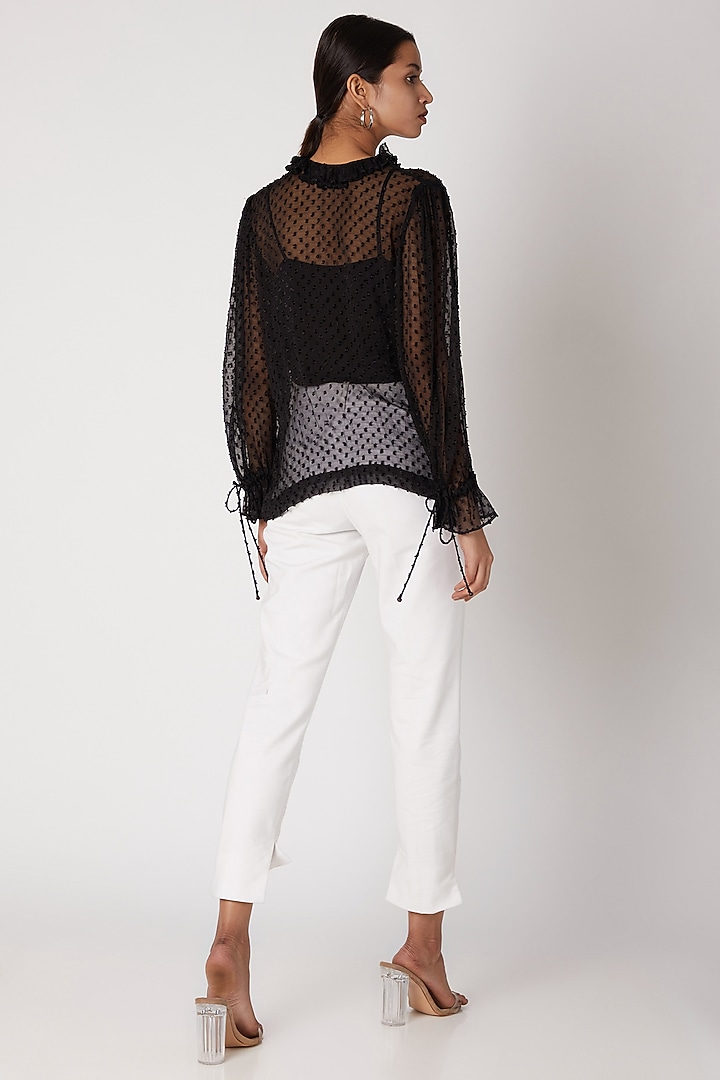 Black Sheer Silk Chiffon Top by Meadow at Pernia's Pop Up Shop