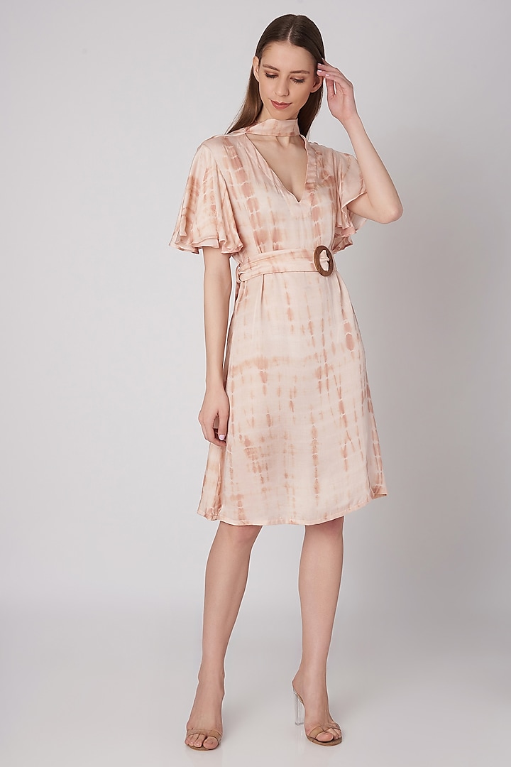 Blush Pink Tie-Dye Silk Dress Design by Meadow at Pernia's Pop Up Shop 2023