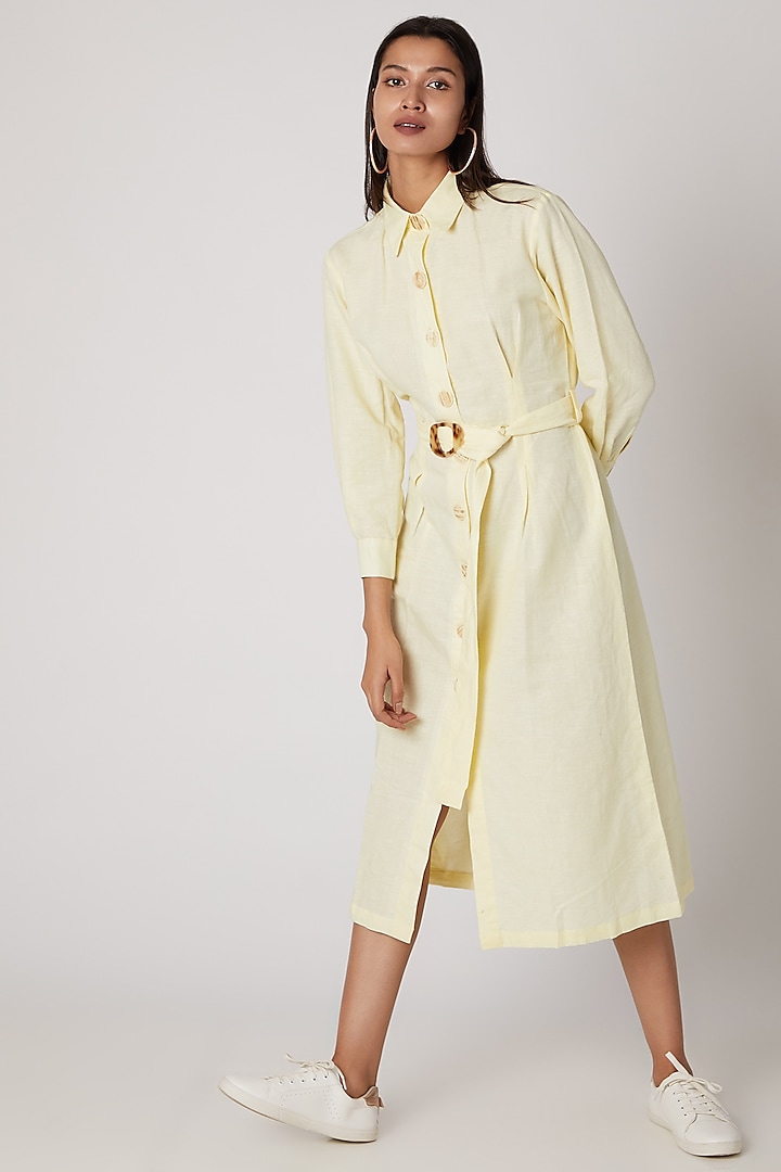 Yellow Daffodil Buttoned Dress by Meadow
