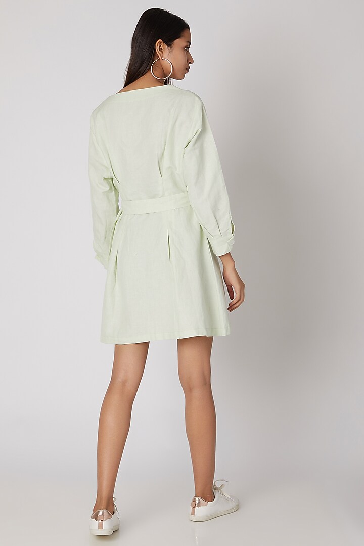 Mint Green Mini Summer Dress With Buckle Belt by Meadow at Pernia's Pop Up Shop