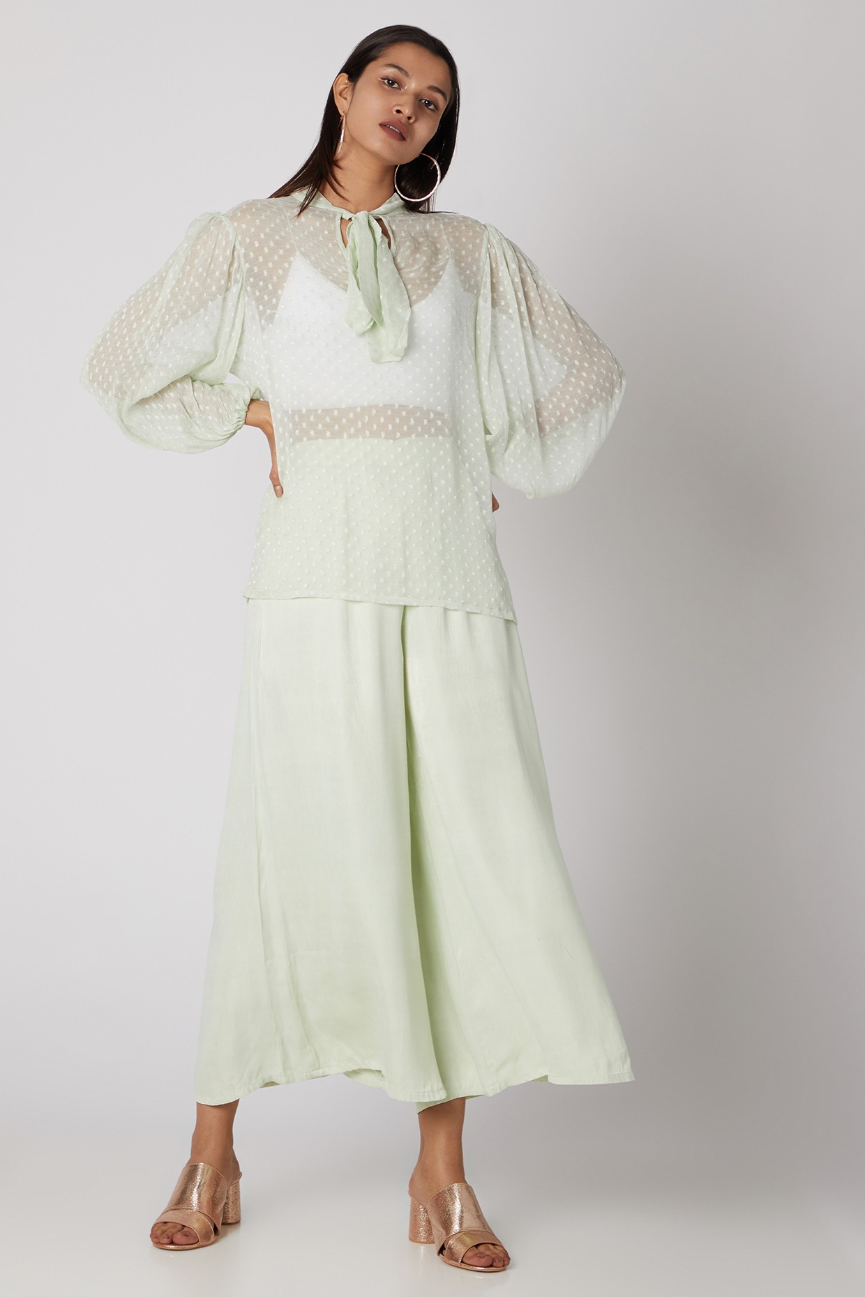 新品 liten Sheer Sculpture Tops Mint