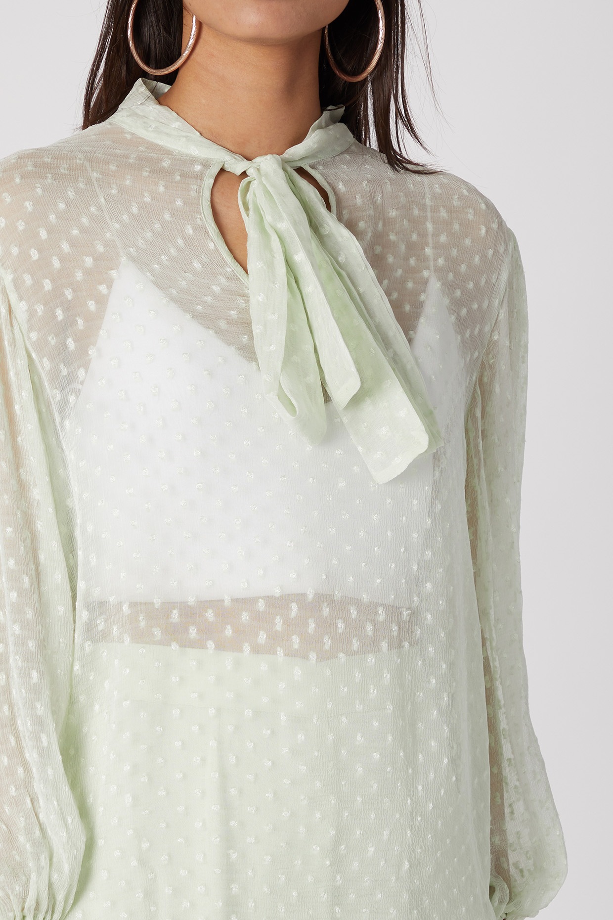 新品 liten Sheer Sculpture Tops Mint