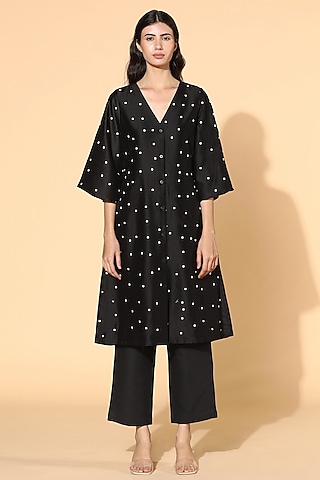 Black Embroidered Tunic Set by Meadow