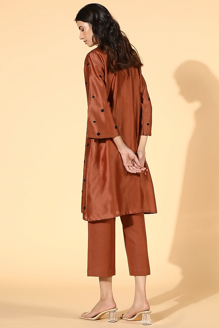 Rust Embroidered Tunic Set by Meadow at Pernia's Pop Up Shop