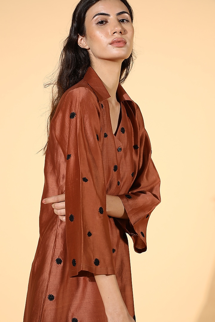 Rust Embroidered Tunic Set by Meadow at Pernia's Pop Up Shop