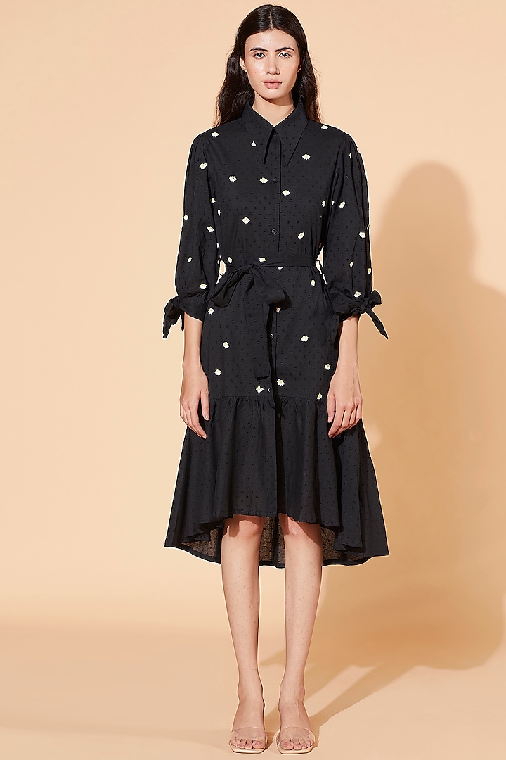 Black Embroidered Dress by Meadow