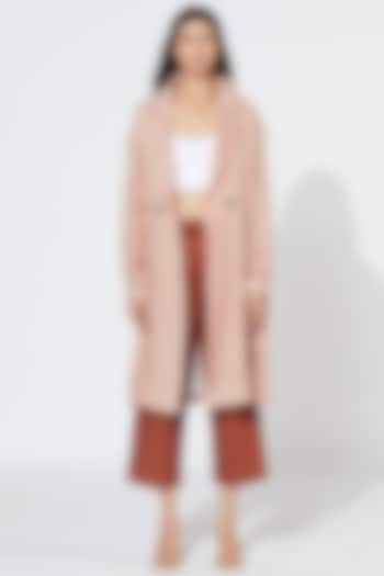 Pastel Pink Coat With Belt by Meadow