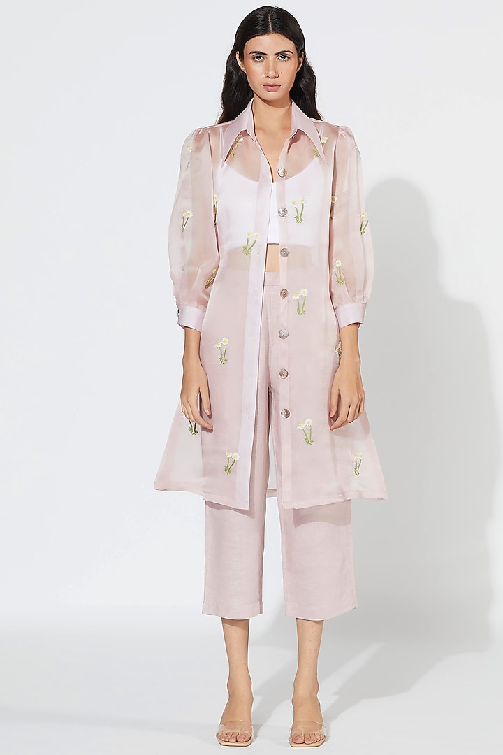 Violet Floral Embroidered Coat by Meadow