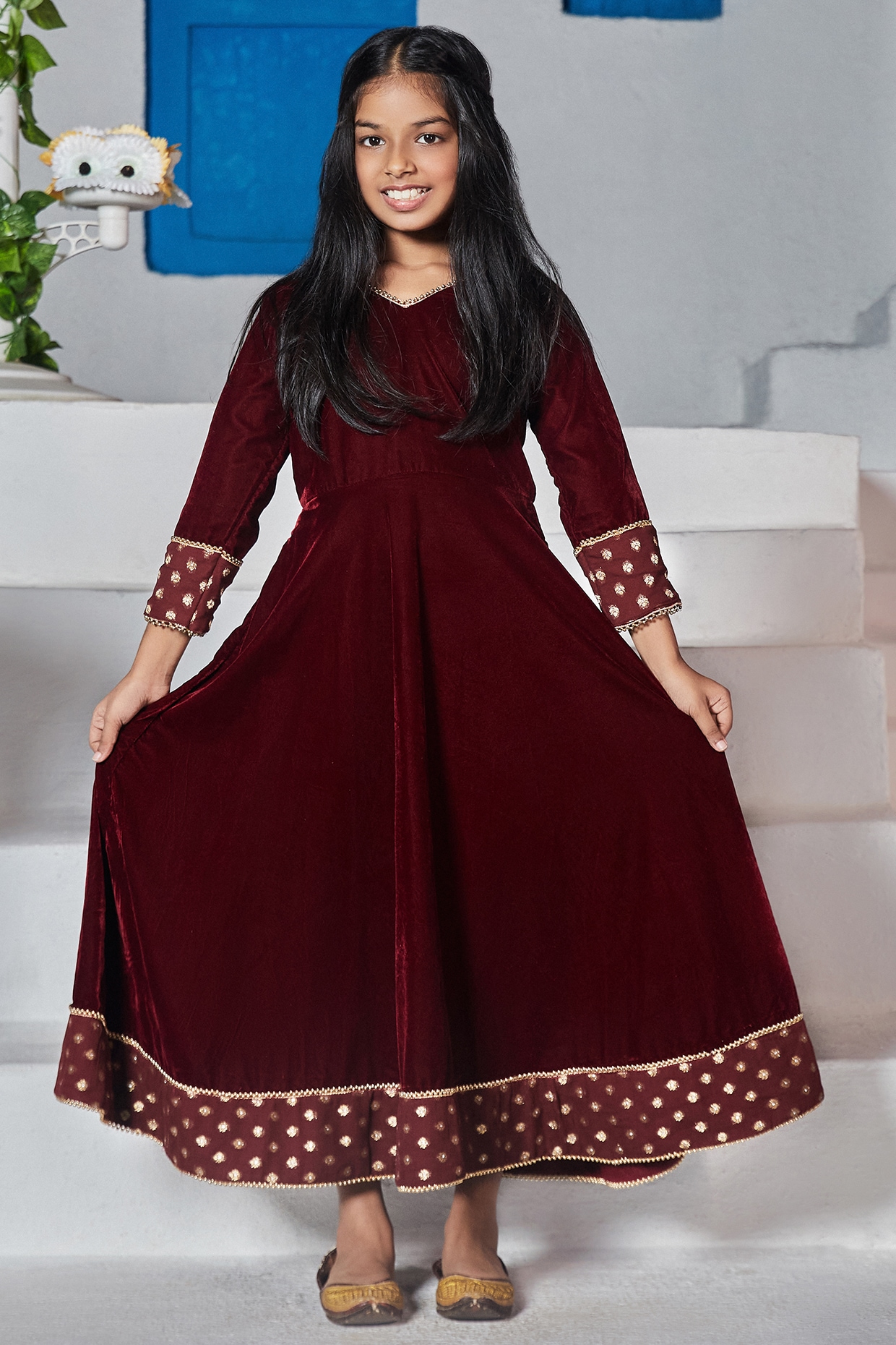 Georgette Embroidered Girl Maroon Sharara Suit at Rs 1425/piece in New Delhi