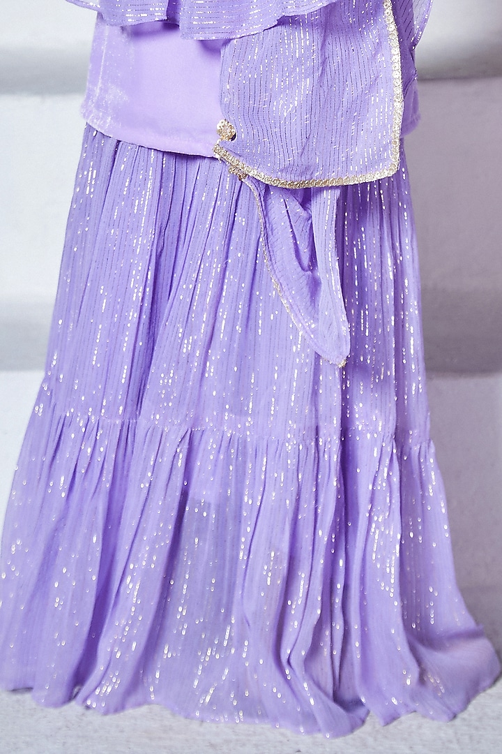 French Lavender Georgette Lehenga Set For Girls by Mei & Zu at Pernia's Pop Up Shop