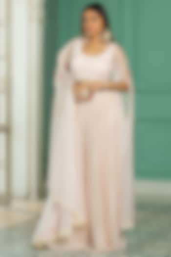 Pink Georgette Sharara Set For Girls by Mei & Zu at Pernia's Pop Up Shop