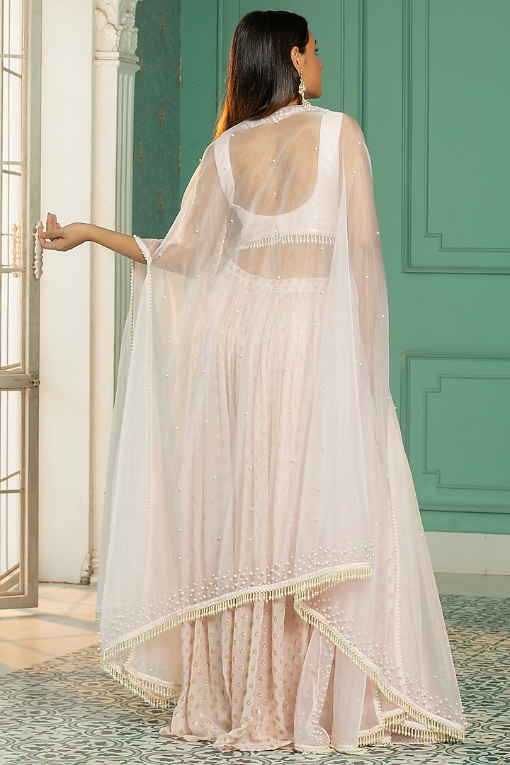 Pink Georgette Sharara Set For Girls by Mei & Zu at Pernia's Pop Up Shop