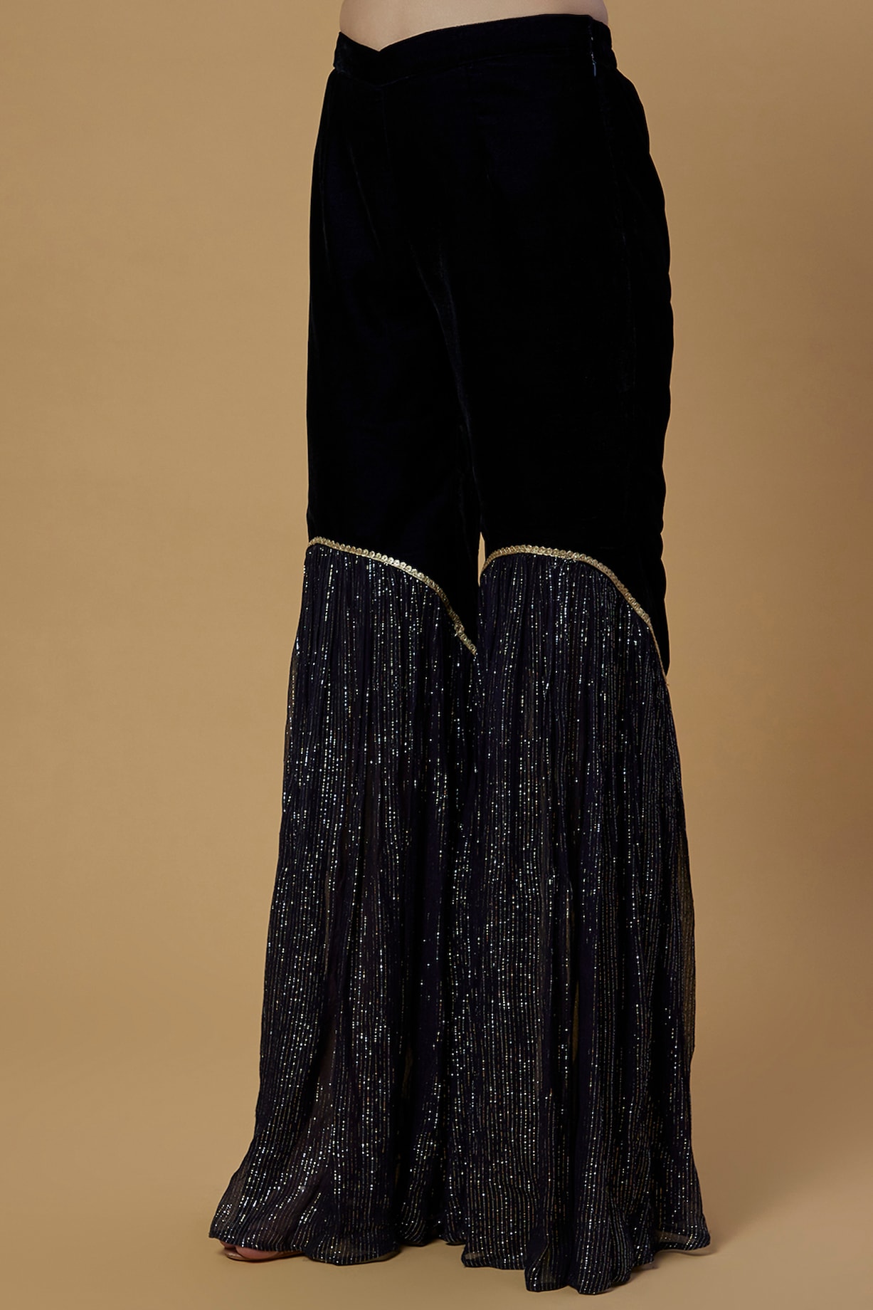 Black Georgette Flared Palazzo Pant Set Design by Shaakha at Pernia's Pop  Up Shop 2024