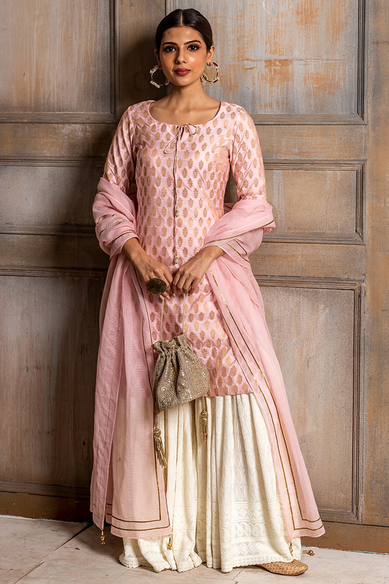 Light Pink Embroidered Cotton Salwar Suit – Maharani