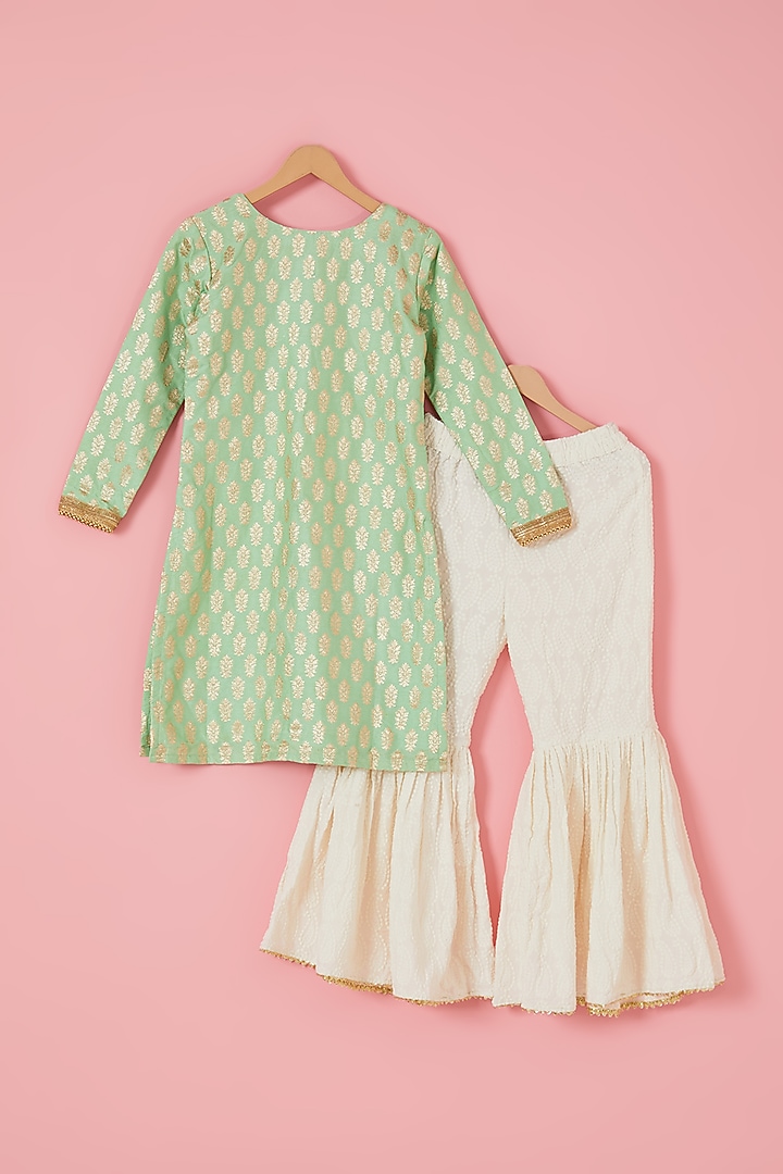 Off-White Rayon Embellished Sharara Set For Girls by Mei & Zu at Pernia's Pop Up Shop