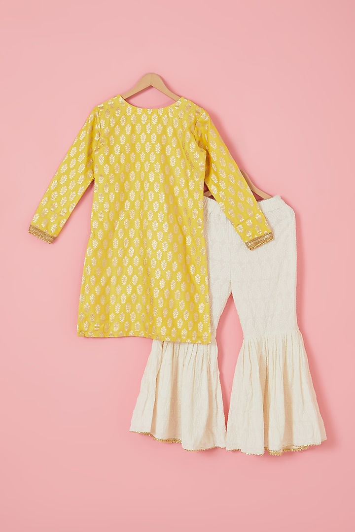 Off-White Rayon Embellished Sharara Set For Girls by Mei & Zu at Pernia's Pop Up Shop