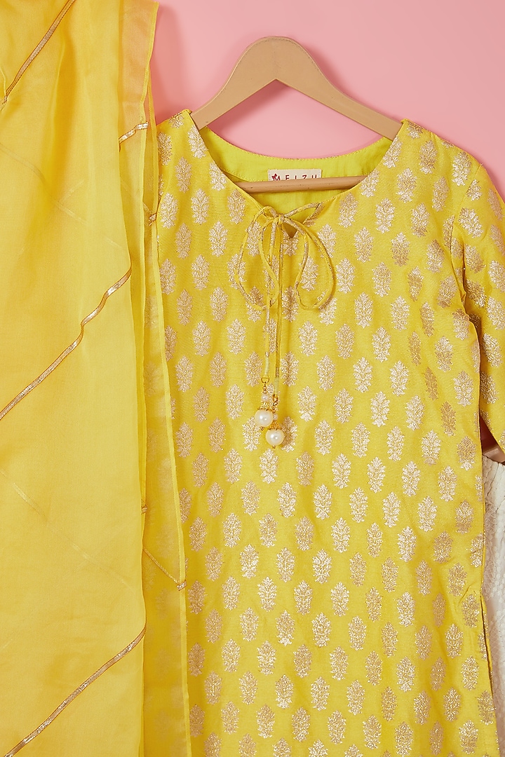 Off-White Rayon Embellished Sharara Set For Girls by Mei & Zu at Pernia's Pop Up Shop